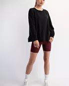 OVERSIZED COTTON SLUB LONG SLEEVE TOP