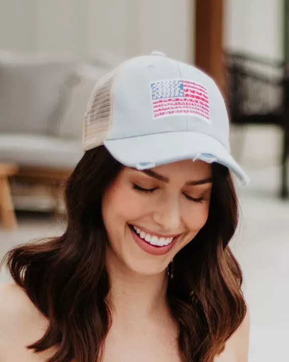 American Flag Trucker Wholesale Denim Hat