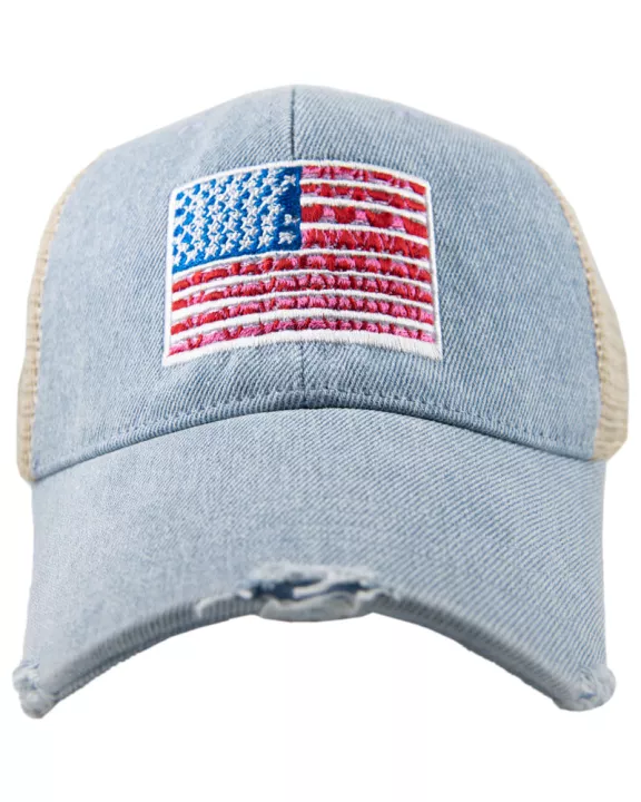 American Flag Trucker Wholesale Denim Hat