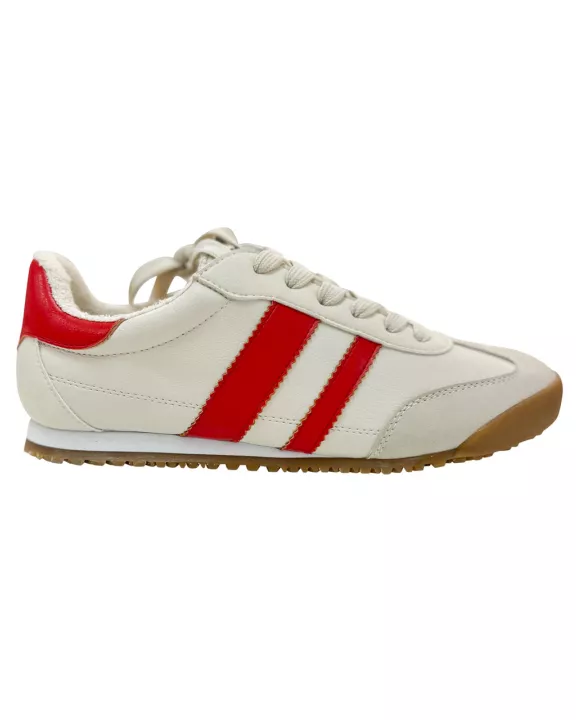 Madrid Sneaker in Beige and Red