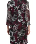 Connected Apparel Boat Neckline Slit Chiffon Sleeves Floral Print ITY Shift Dress