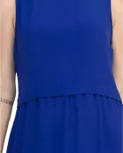 Connected Apparel Natural Seam Waistline Side Pocket Round Neckline Midi Dress