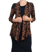 Connected Apparel Cowl Neck Straight Midi Dress with Attached Three-Quarter Sleeves Jacket