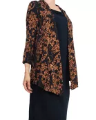 Connected Apparel Cowl Neck Straight Midi Dress with Attached Three-Quarter Sleeves Jacket