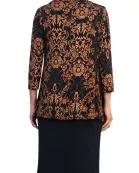 Connected Apparel Cowl Neck Straight Midi Dress with Attached Three-Quarter Sleeves Jacket
