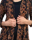 Connected Apparel Cowl Neck Straight Midi Dress with Attached Three-Quarter Sleeves Jacket