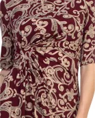 Connected Apparel Lisa Wine Faux Wrap Sheath Silhouette Dress