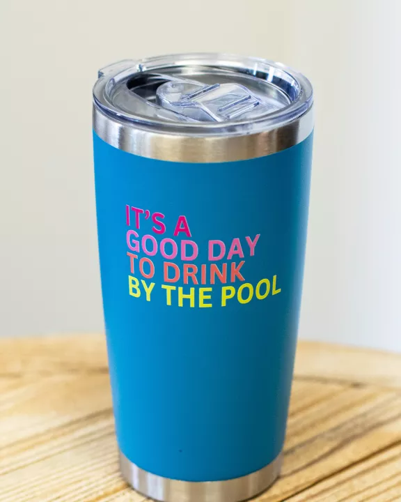 20oz Blue Drink By The Pool Tumbler