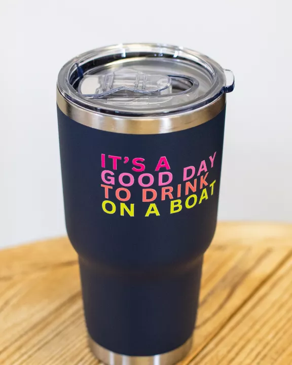 30oz Navy Drink On A Boat Tumbler