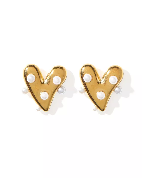 Bristol Heart Pearl Earrings