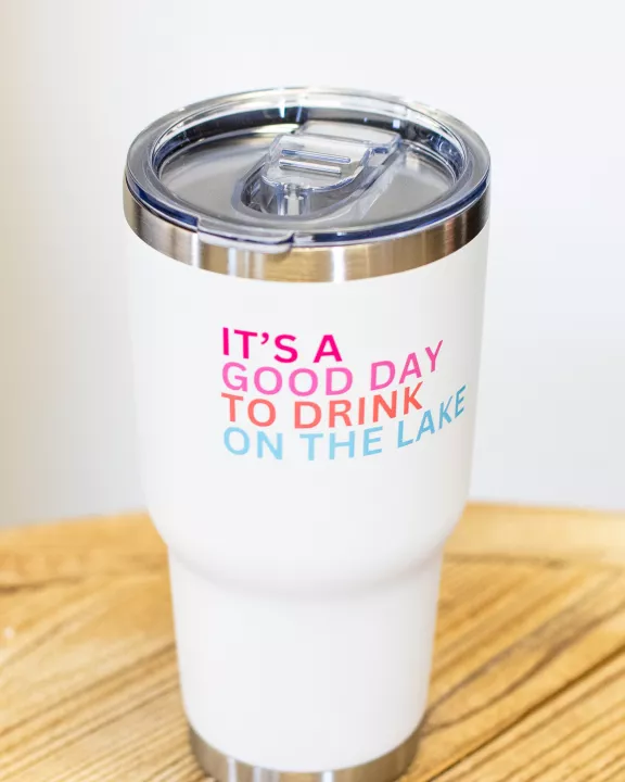 30oz White Drink On The Lake Tumbler