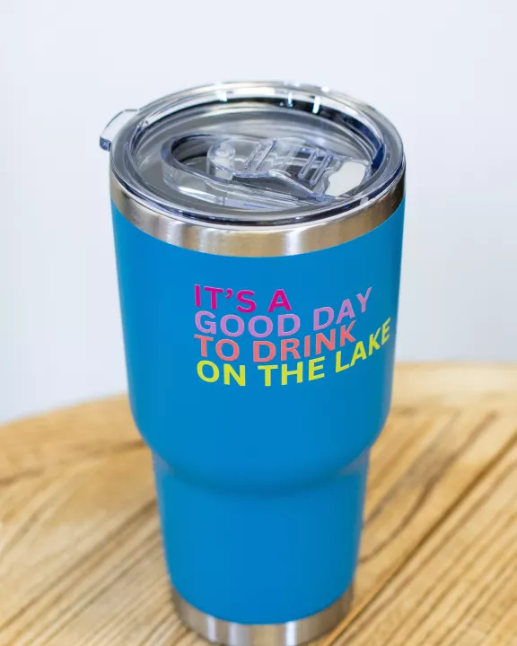 30oz Blue Drink On The Lake Tumbler