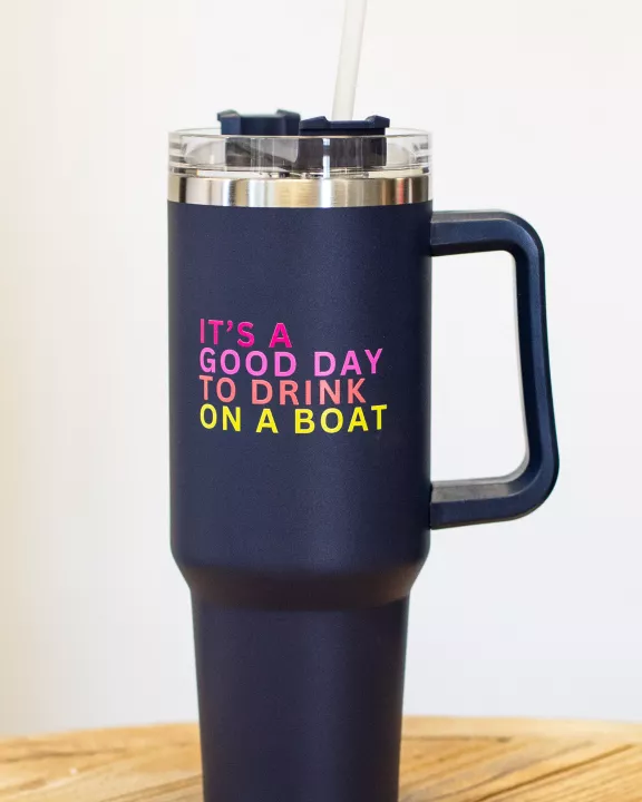 40oz Navy Drink On A Boat Tumbler