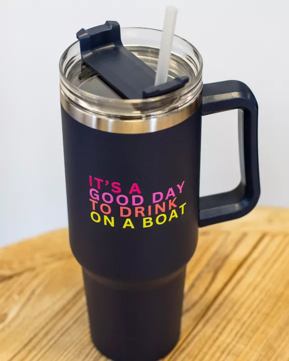 40oz Navy Drink On A Boat Tumbler