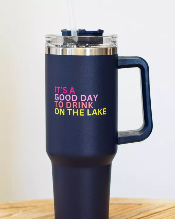 40oz Navy Drink On The Lake Tumbler