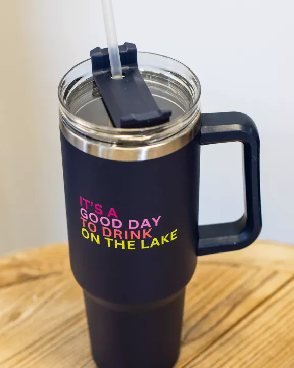 40oz Navy Drink On The Lake Tumbler