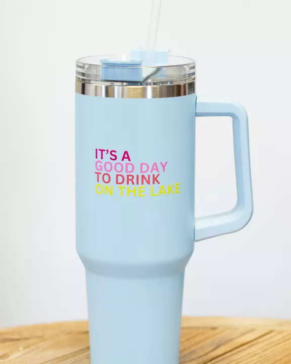 40oz Lt. Blue Drink On The Lake Tumbler