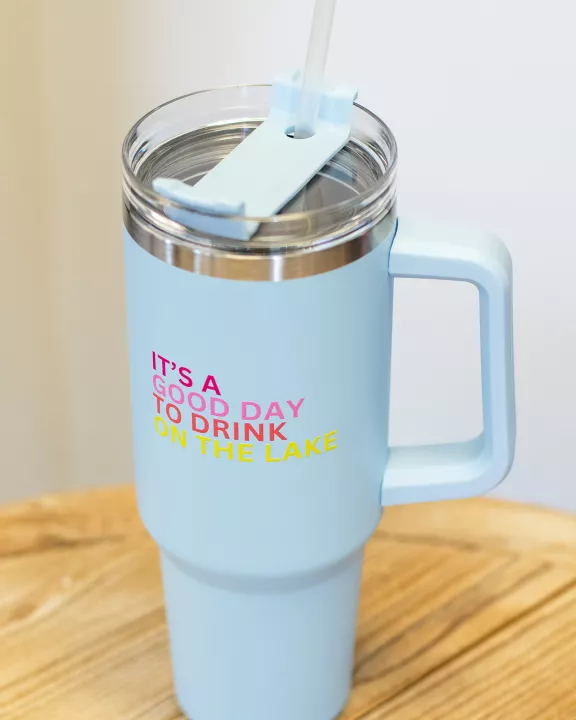 40oz Lt. Blue Drink On The Lake Tumbler