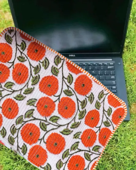 Waylon Orange Floral Print Laptop Sleeve