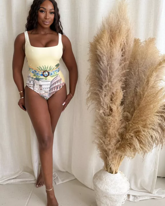 Vibrant Beautifully Colosseum Resort Wear Swimwear One Piece