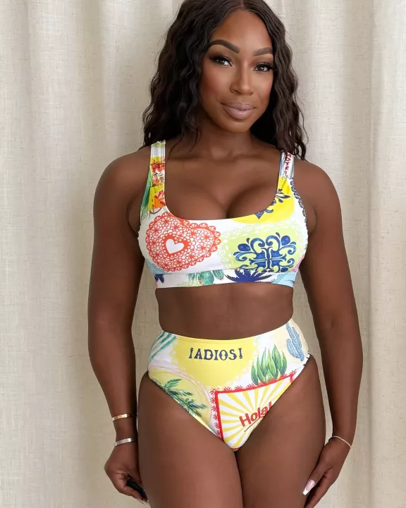 Fun Playful Floral Pattern Resortesort Wear Swimwear Bikini