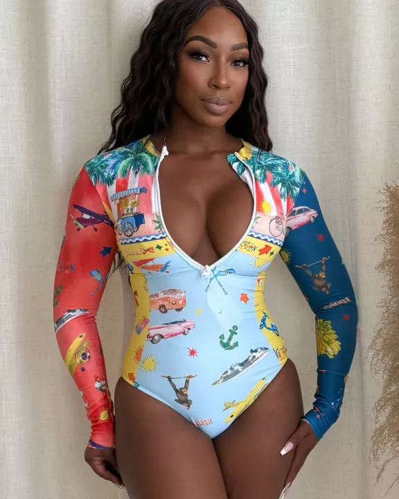 Summer Oceanic Dream Resort Wear Longsleeve Swimwear One Piece