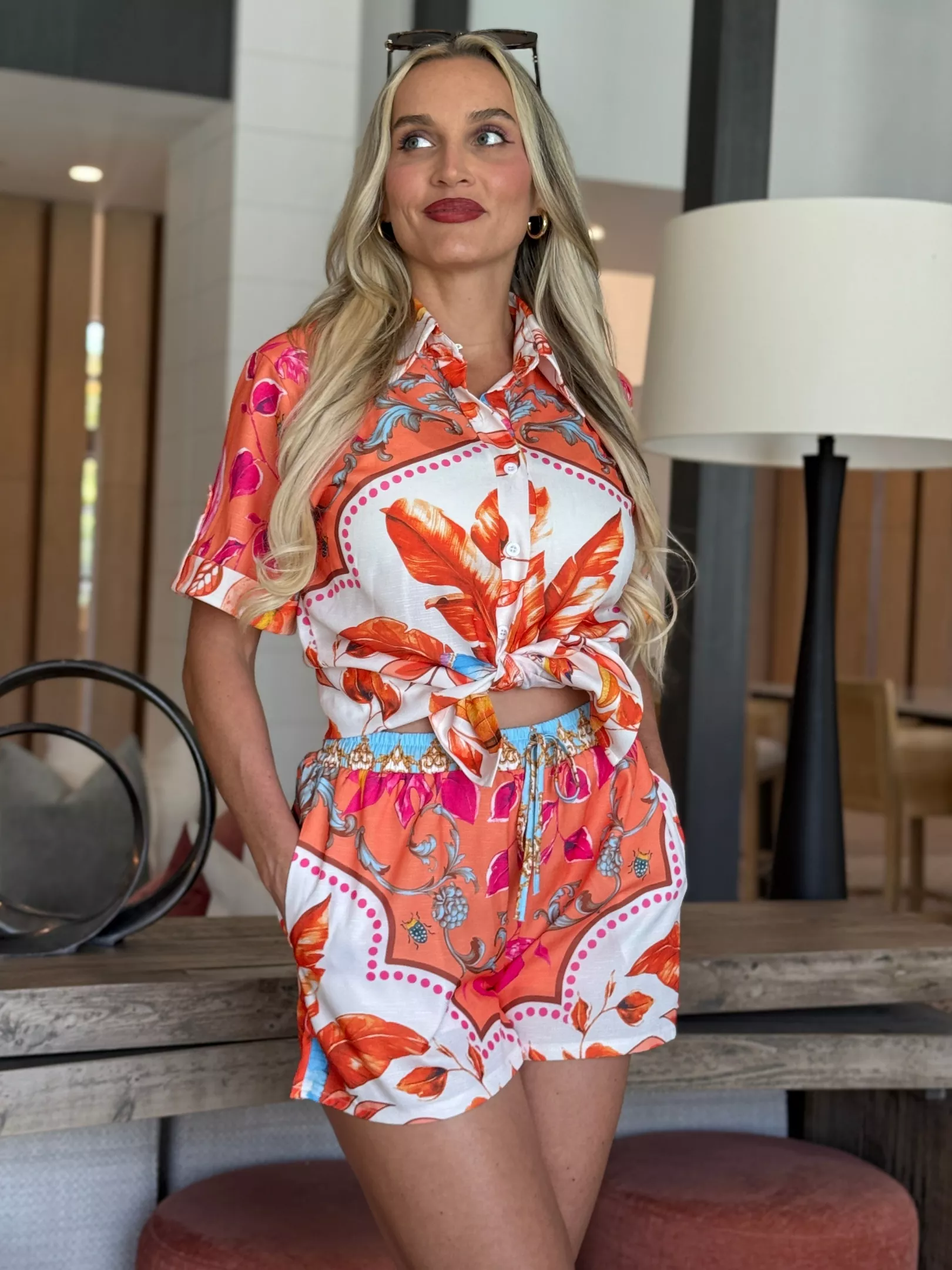 Orange Tropical Resort Set – Summer Vacation Look