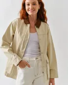 MAJ3276 VINTAGE WASHED BARN JACEKT WITH CORDUROY COLLAR