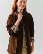 MAJ3262 SUEDE CASUAL JACKET WITH LEATHER COLLAR