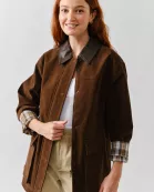 MAJ3262 SUEDE CASUAL JACKET WITH LEATHER COLLAR