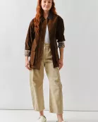MAJ3262 SUEDE CASUAL JACKET WITH LEATHER COLLAR