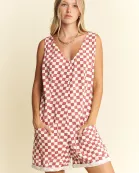 PLAID PRINT SHORTS ROMPER
