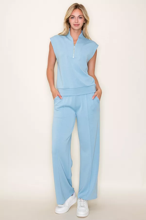 WIDE LEG LONG SCUBA KNIT PANTS- SDP6380