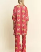 CHEETAH PRINT OVERSIZED TOP/STRAIGHT LEG PANTS SET