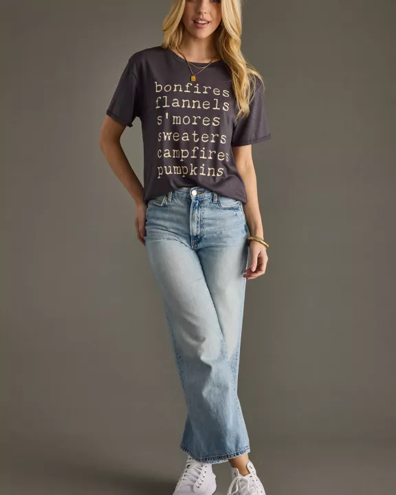 Bonfires, Flannels, S'mores Tee - Charcoal