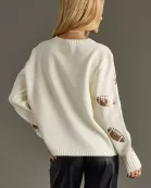 Cream Sequin Footballs Sweater