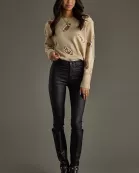 Tan Sequin Footballs Sweater