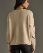 Tan Sequin Footballs Sweater