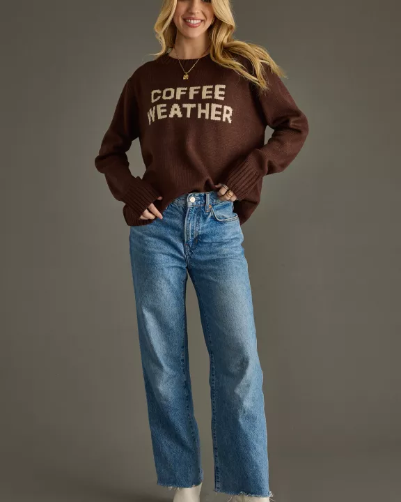 Dark Brown Coffee Weather Sweater