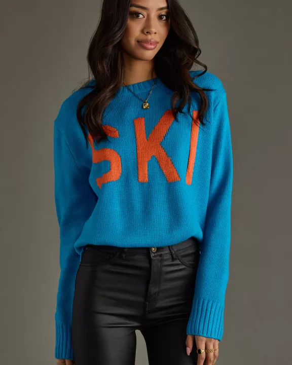 Blue & Orange Ski Sweater