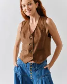 MAJ3273 SUEDE TUXEDO VEST