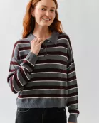 MAS3274 STRIPE POLO LONG SLEEVES KNIT SWEATER