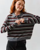 MAS3274 STRIPE POLO LONG SLEEVES KNIT SWEATER