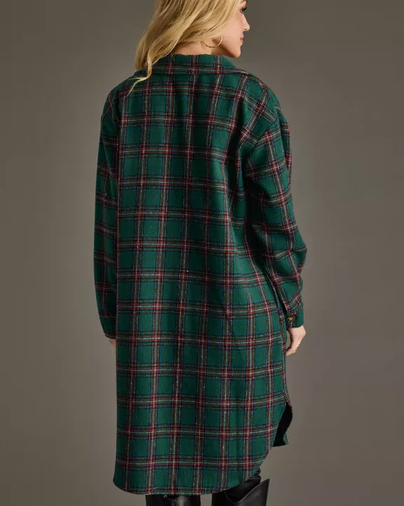 Green, Red & Blue Plaid Long Shacket