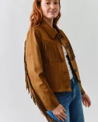 MAJ3277 FAUX SUEDE FRINGE JACKET