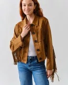 MAJ3277 FAUX SUEDE FRINGE JACKET