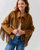 MAJ3277 FAUX SUEDE FRINGE JACKET