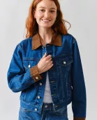 MAJ3279 SUEDE COLLAR DENIM JACKET