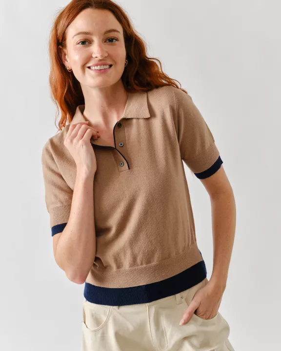 MAS3307 CONTRAST DOUBLE RIBBAND COLLAR SWEATER