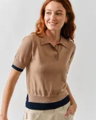 MAS3307 CONTRAST DOUBLE RIBBAND COLLAR SWEATER